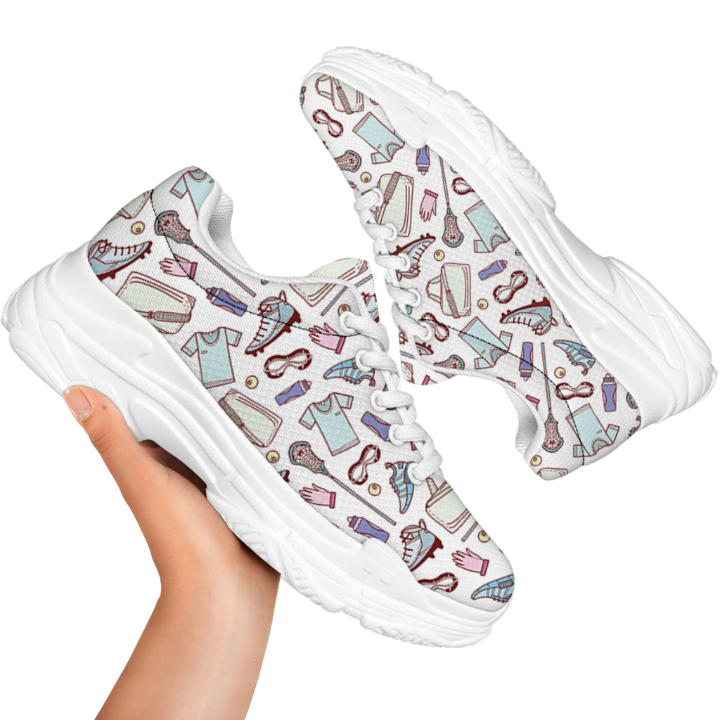 Lacrosse Sport Pattern Print White Chunky Shoes