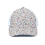 Lacrosse Sport Pattern Print White Mesh Trucker Cap