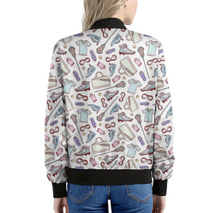 Lacrosse Sport Pattern Print Women's Bomber Jacket