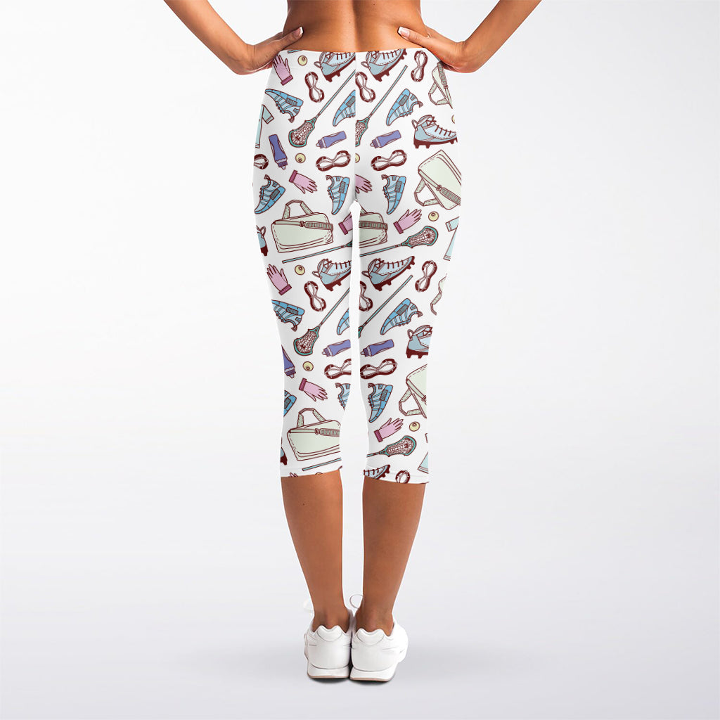 Lacrosse Sport Pattern Print Women's Capri Leggings