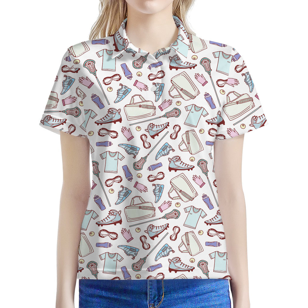 Lacrosse Sport Pattern Print Women's Polo Shirt