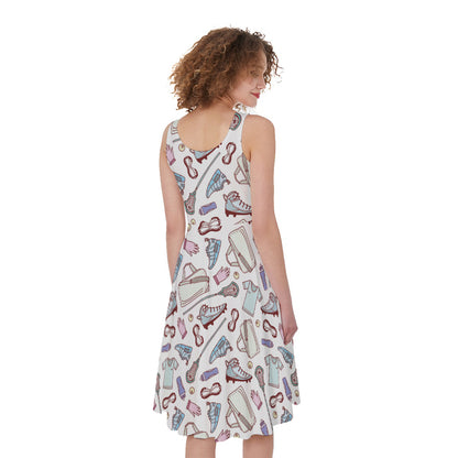 Lacrosse Sport Pattern Print Women's Sleeveless Dress
