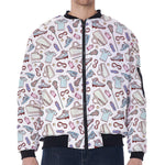 Lacrosse Sport Pattern Print Zip Sleeve Bomber Jacket