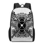 Lacrosse Sticks And Ornate Wing Print 17 Inch Backpack