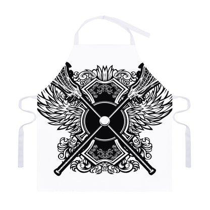 Lacrosse Sticks And Ornate Wing Print Adjustable Apron