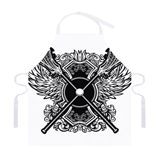 Lacrosse Sticks And Ornate Wing Print Adjustable Apron