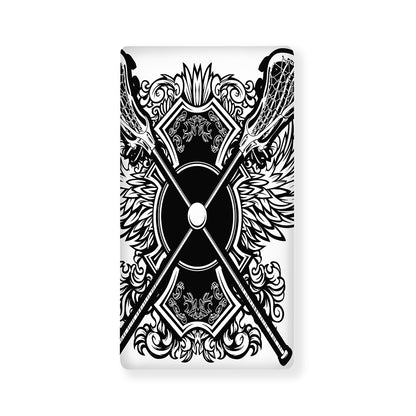 Lacrosse Sticks And Ornate Wing Print Baby Crib Sheet