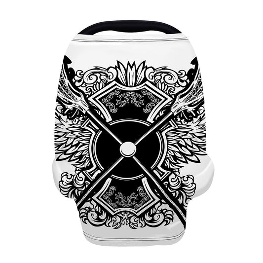 Lacrosse Sticks And Ornate Wing Print Baby Seat Cover