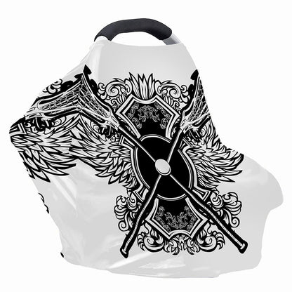 Lacrosse Sticks And Ornate Wing Print Baby Seat Cover