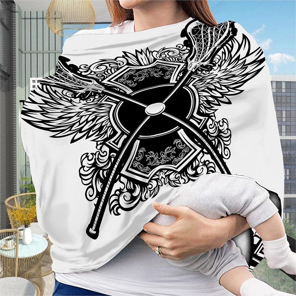 Lacrosse Sticks And Ornate Wing Print Baby Seat Cover