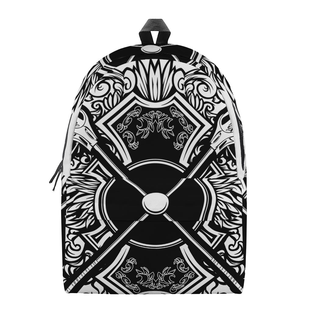 Lacrosse Sticks And Ornate Wing Print Backpack
