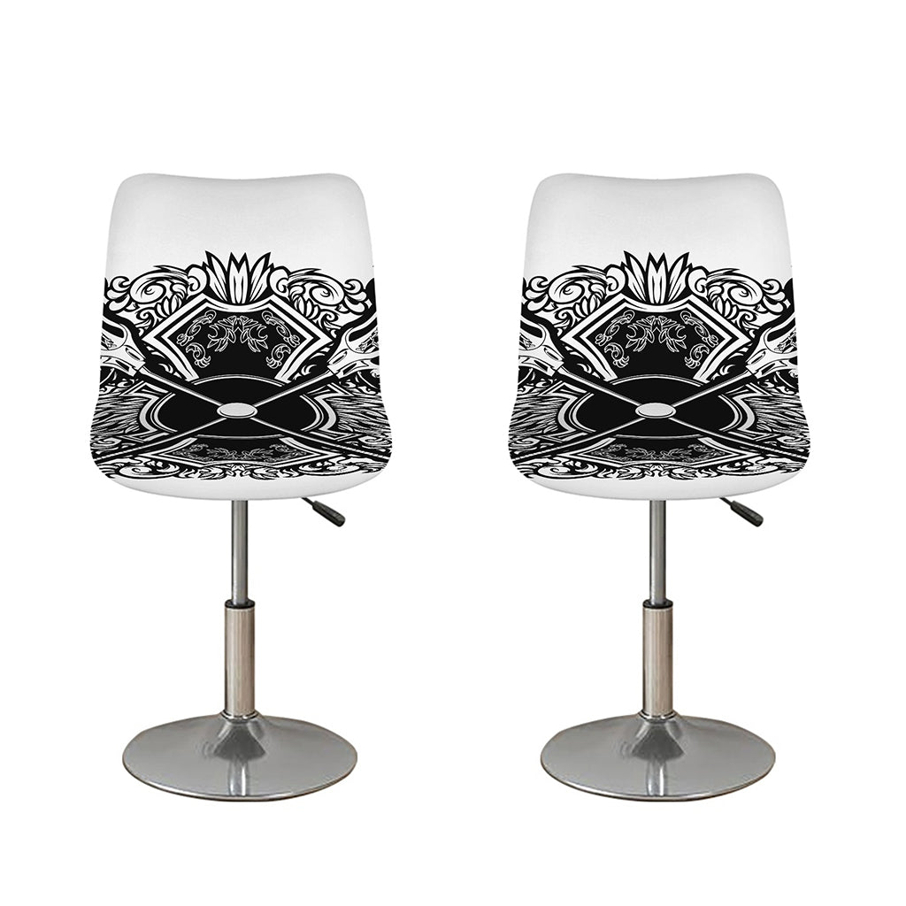 Lacrosse Sticks And Ornate Wing Print Bar Stool Covers