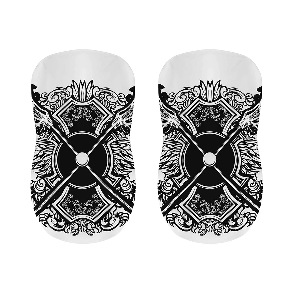 Lacrosse Sticks And Ornate Wing Print Bar Stool Covers