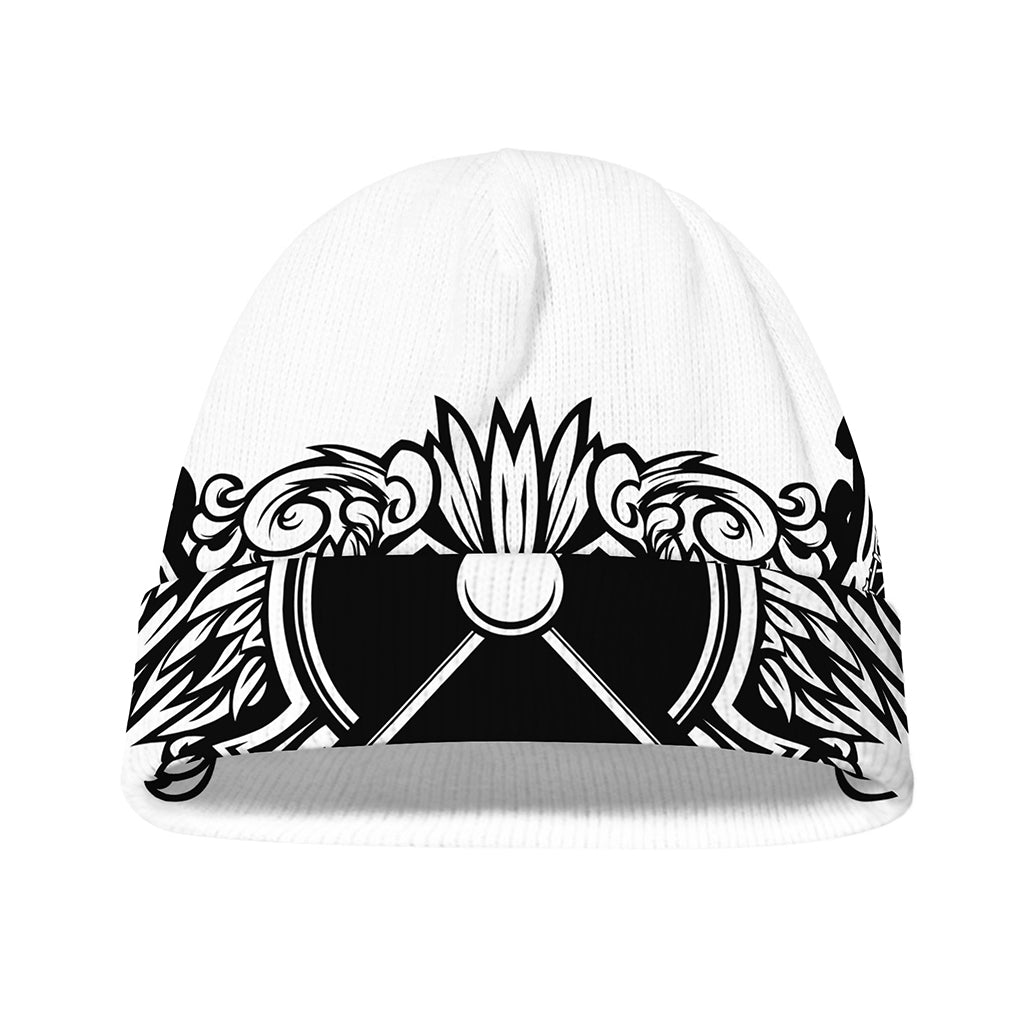 Lacrosse Sticks And Ornate Wing Print Beanie