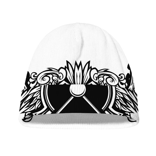 Lacrosse Sticks And Ornate Wing Print Beanie
