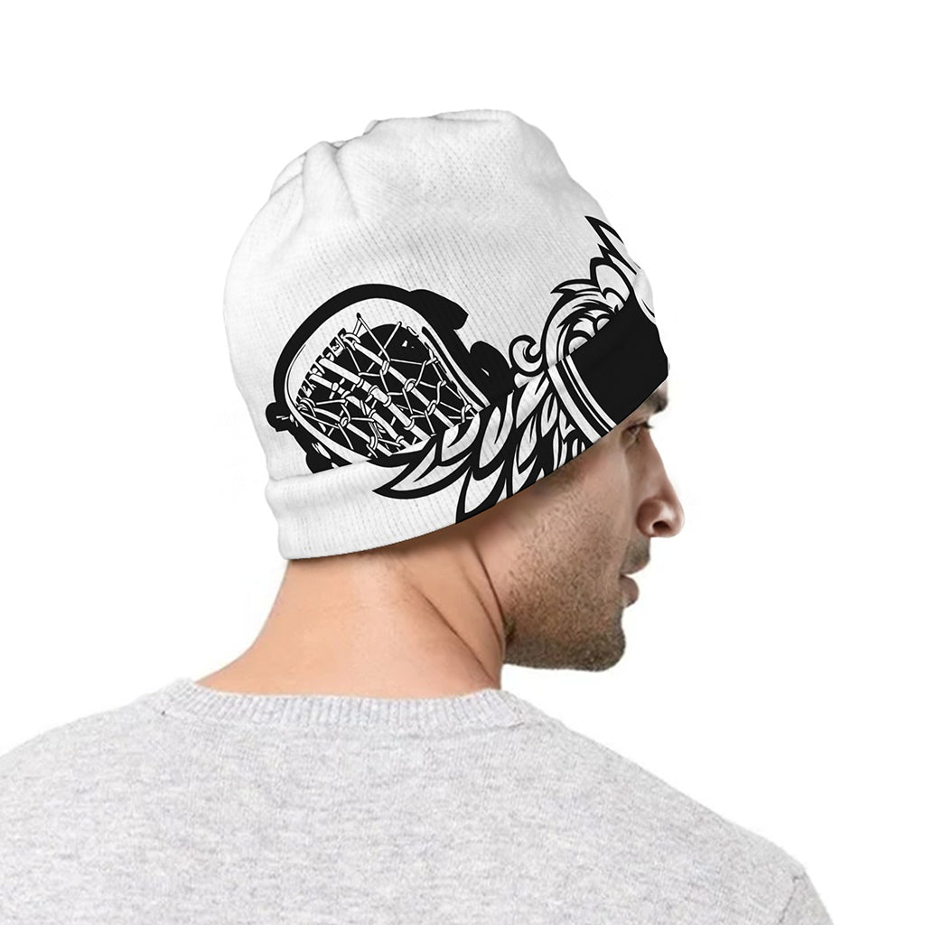 Lacrosse Sticks And Ornate Wing Print Beanie