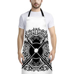 Lacrosse Sticks And Ornate Wing Print Bib Apron With Pocket