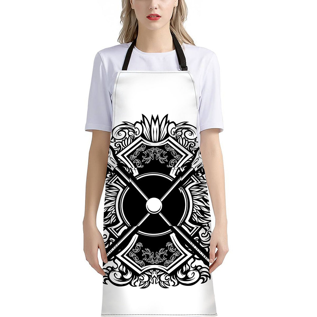 Lacrosse Sticks And Ornate Wing Print Bib Apron With Pocket