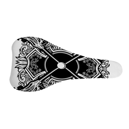 Lacrosse Sticks And Ornate Wing Print Bicycle Seat Cover