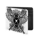 Lacrosse Sticks And Ornate Wing Print Bifold Wallet