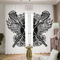 Lacrosse Sticks And Ornate Wing Print Dimout Pencil Pleat Curtains