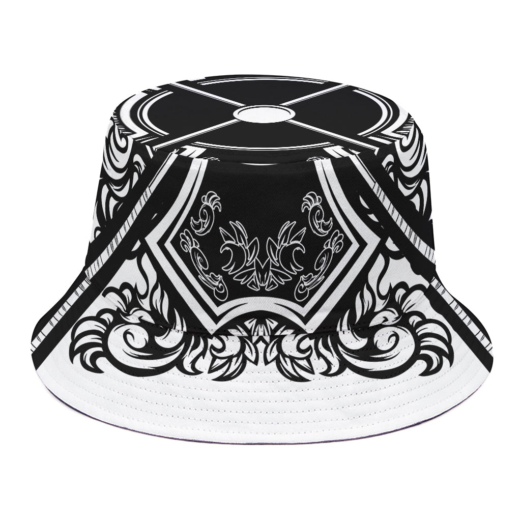 Lacrosse Sticks And Ornate Wing Print Bucket Hat