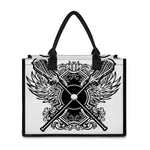 Lacrosse Sticks And Ornate Wing Print Canvas Tote Bag