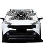 Lacrosse Sticks And Ornate Wing Print Car Windshield Snow Cover