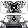 Lacrosse Sticks And Ornate Wing Print Car Windshield Sun Shade