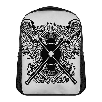 Lacrosse Sticks And Ornate Wing Print Casual Backpack