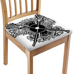 Lacrosse Sticks And Ornate Wing Print Chair Cushion Cover