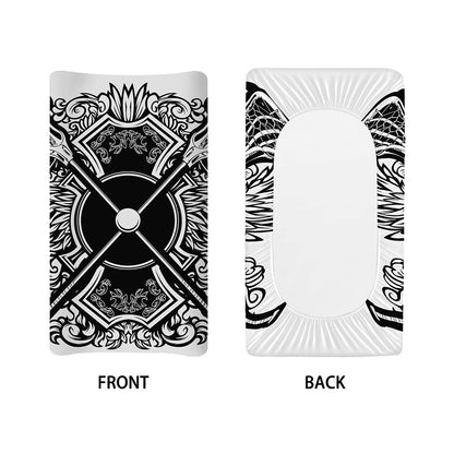 Lacrosse Sticks And Ornate Wing Print Changing Pad Cover