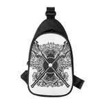 Lacrosse Sticks And Ornate Wing Print Chest Bag