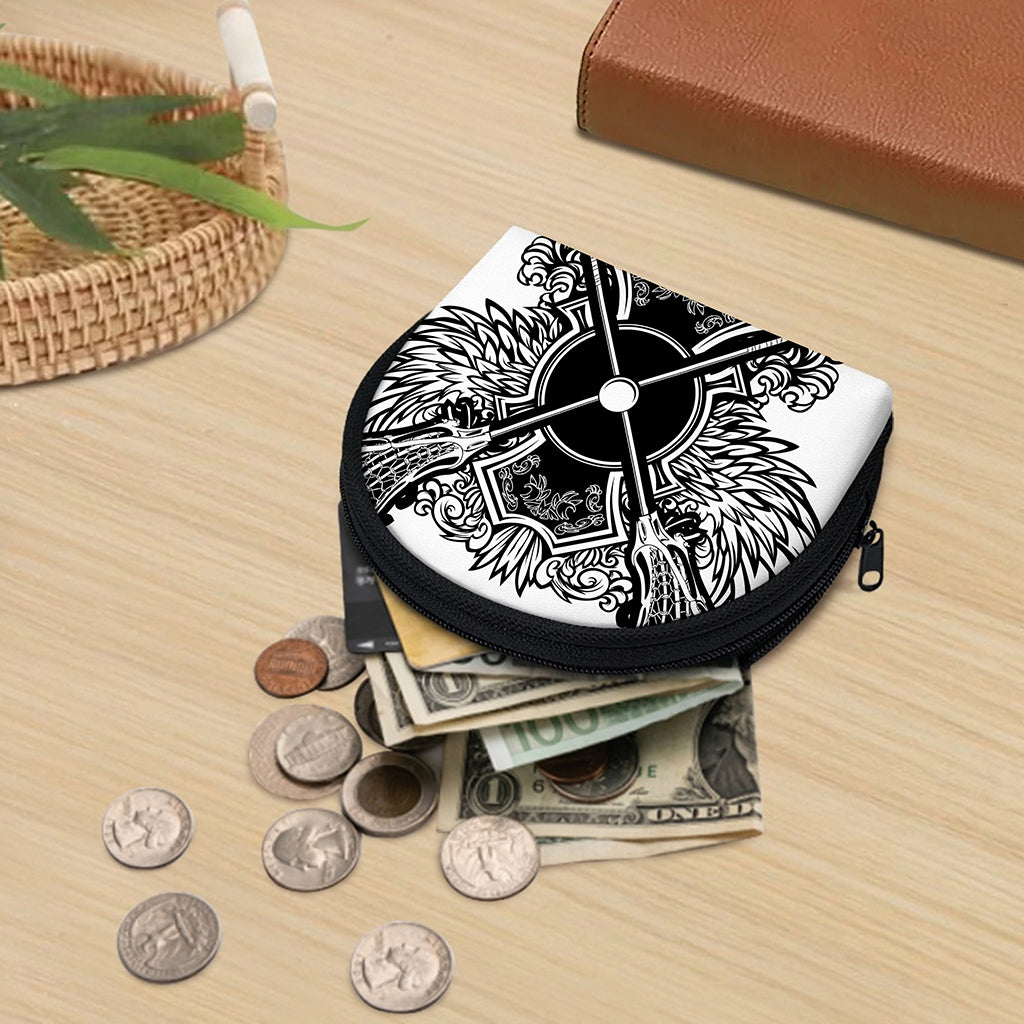Lacrosse Sticks And Ornate Wing Print Coin Purse