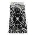 Lacrosse Sticks And Ornate Wing Print Cotton Front Slit Maxi Skirt