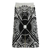 Lacrosse Sticks And Ornate Wing Print Cotton Front Slit Maxi Skirt