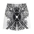 Lacrosse Sticks And Ornate Wing Print Cotton Shorts