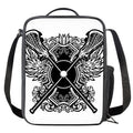 Lacrosse Sticks And Ornate Wing Print Crossbody Lunch Bag