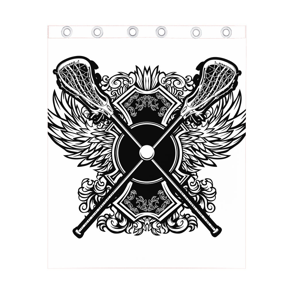 Lacrosse Sticks And Ornate Wing Print Curtain