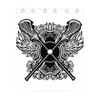 Lacrosse Sticks And Ornate Wing Print Curtain