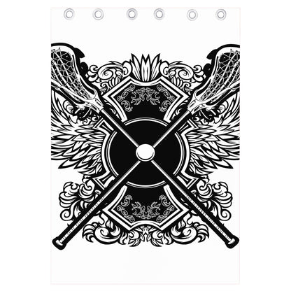 Lacrosse Sticks And Ornate Wing Print Curtain