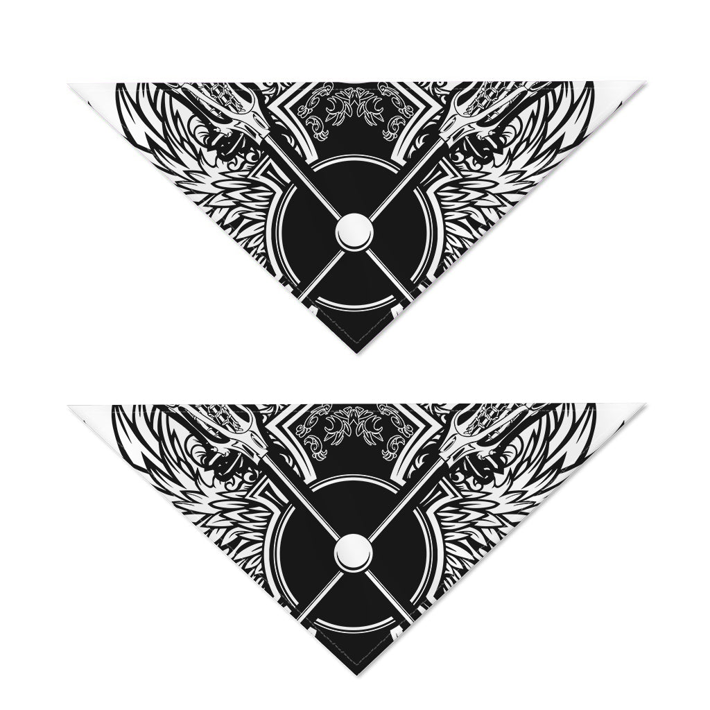 Lacrosse Sticks And Ornate Wing Print Dog Bandana