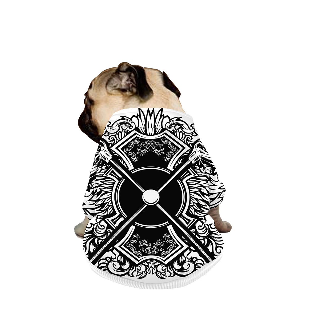 Lacrosse Sticks And Ornate Wing Print Dog Zip Up Jacket
