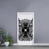 Lacrosse Sticks And Ornate Wing Print Door Sticker