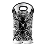 Lacrosse Sticks And Ornate Wing Print Double Neoprene Wine Tote