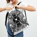 Lacrosse Sticks And Ornate Wing Print Drawstring Backpack