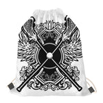 Lacrosse Sticks And Ornate Wing Print Drawstring Bag