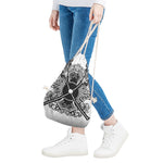 Lacrosse Sticks And Ornate Wing Print Drawstring Bag