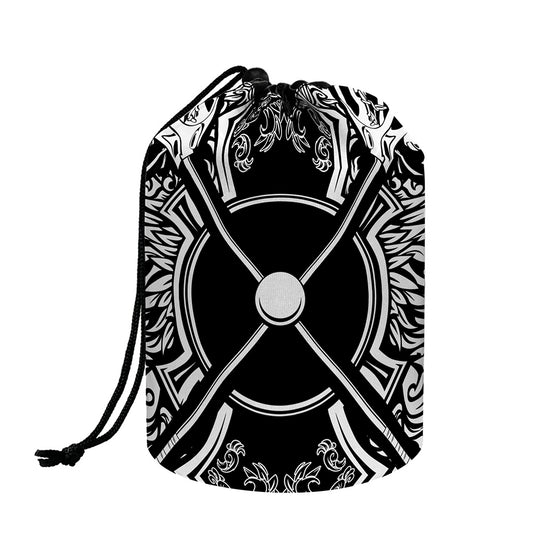 Lacrosse Sticks And Ornate Wing Print Drawstring Makeup Bag