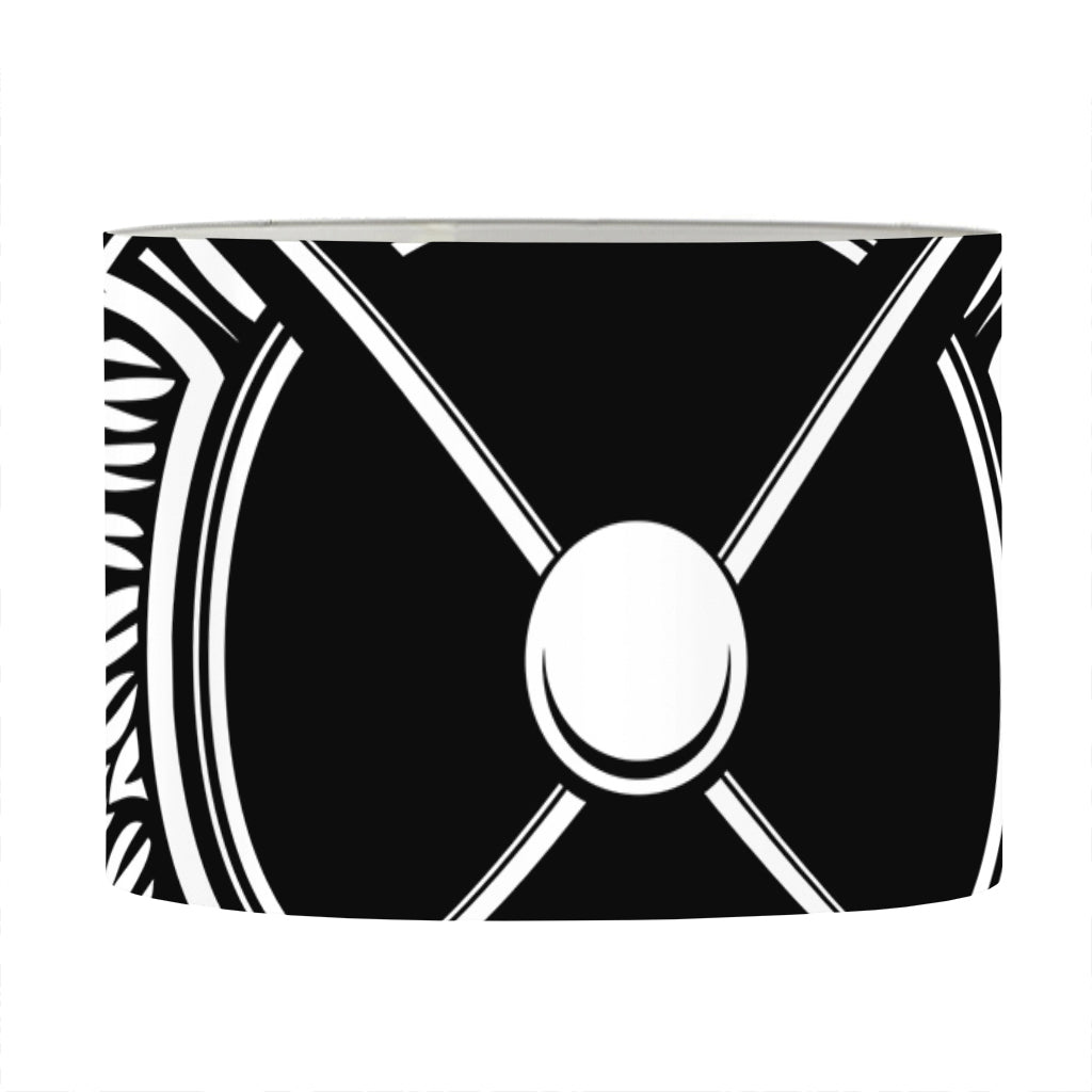 Lacrosse Sticks And Ornate Wing Print Drum Lamp Shade
